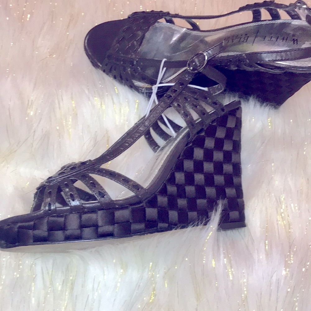 White House black market 7.5 brown wedge braided